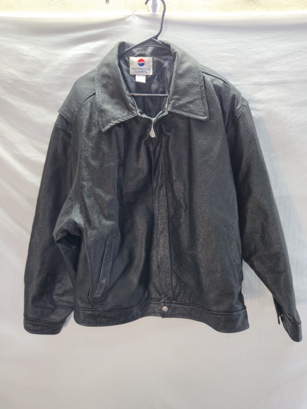 Vintage 90’s "Nothing Else Is A Pepsi" Men's XL Black Leather Bomber Jacket